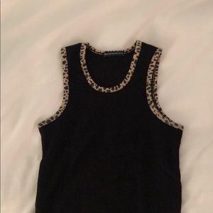 Brandy Melville black and cheetah tank top